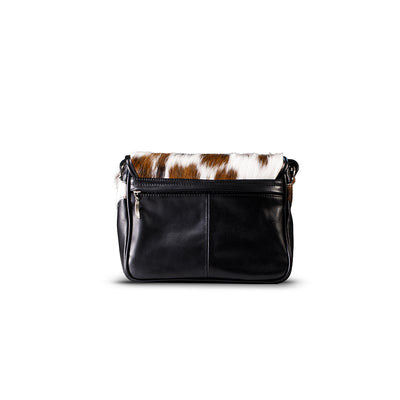 woody Klara Damen-Handtasche aus Natur-Fell in Schwarz, Seitenansicht