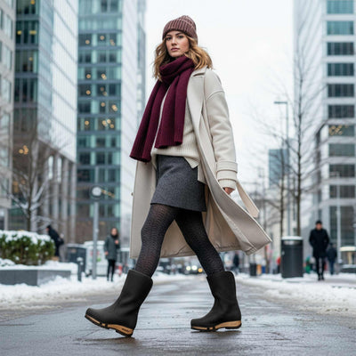 [Nero] Ulli Damen Clog Schlupfstiefel mit biegsamer nachhaltiger holzsohle, farbe: nero (schwarz), holzclogs woody schuhe, woody shoes, handgemachte holzschuhe aus österreich kärnten