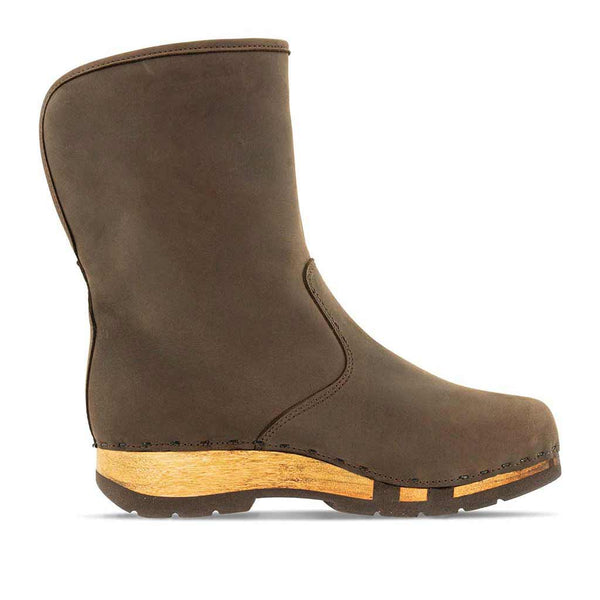 [Caffe] Ulli Damen Clog Schlupfstiefel mit biegsamer nachhaltiger holzsohle, farbe: caffe braun, holzclogs woody schuhe, woody shoes, handgemachte holzschuhe aus österreich kärnten