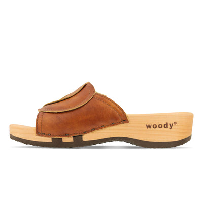 [Safor] Vanessa Damen Pantolette mit biegsamer nachhaltiger holzsohle, der bestseller, farbe: safor (braun), holzclogs woody, woody schuhe, woody shoes, handgemachte holzschuhe aus österreich, kärnten