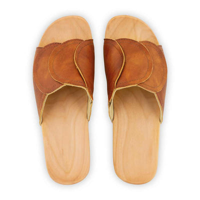 [Safor] Vanessa Damen Pantolette mit biegsamer nachhaltiger holzsohle, der bestseller, farbe: safor (braun), holzclogs woody, woody schuhe, woody shoes, handgemachte holzschuhe aus österreich, kärnten