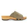 [Sand] Vanessa Damen Pantolette mit biegsamer nachhaltiger holzsohle, der bestseller, farbe: sand-warm_grey, holzclogs woody, woody schuhe, woody shoes, handgemachte holzschuhe aus österreich, kärnten