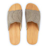 [Sand] Vanessa Damen Pantolette mit biegsamer nachhaltiger holzsohle, der bestseller, farbe: sand-warm_grey, holzclogs woody, woody schuhe, woody shoes, handgemachte holzschuhe aus österreich, kärnten