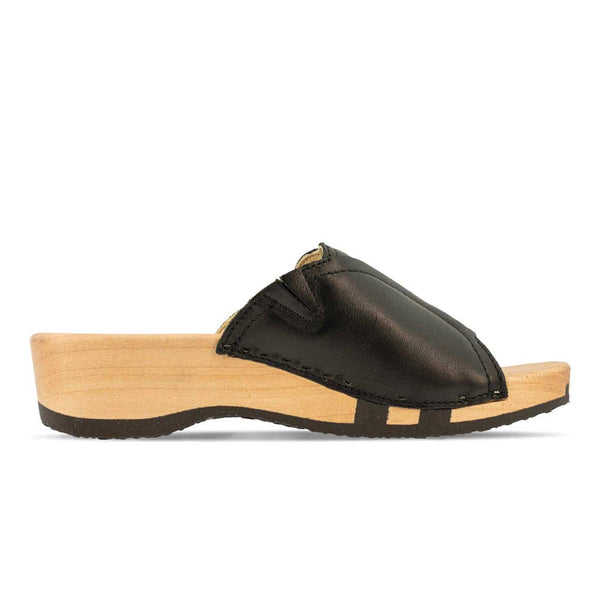 [Schwarz] Vanessa Damen Pantolette mit biegsamer nachhaltiger holzsohle, der bestseller, farbe: schwarz, holzclogs woody, woody schuhe, woody shoes, handgemachte holzschuhe aus österreich, kärnten