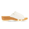 [Weiss] Vanessa Damen Pantolette mit biegsamer nachhaltiger holzsohle, der bestseller, farbe: weiss, holzclogs woody, woody schuhe, woody shoes, handgemachte holzschuhe aus österreich, kärnten
