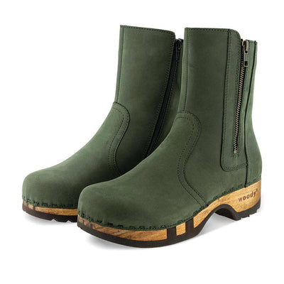[Forest] Veronika Damen Clog Stiefelette woody, farbe: forest (waldgruen), ganzjahres, kalbslederfutter