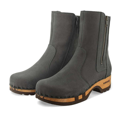 [Grigio] Veronika Damen Clog Stiefelette woody, farbe: grigio (dunkelgrau), ganzjahres, kalbslederfutter