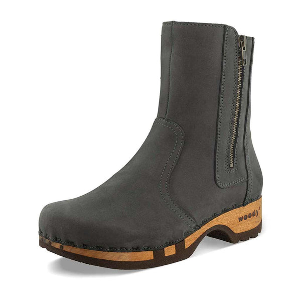 [Grigio] Veronika Damen Clog Stiefelette woody, farbe: grigio (dunkelgrau), ganzjahres, kalbslederfutter