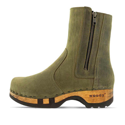 [Olivia] Veronika Damen Clog Stiefelette woody, farbe: olivia (olivgruen), ganzjahres, kalbslederfutter