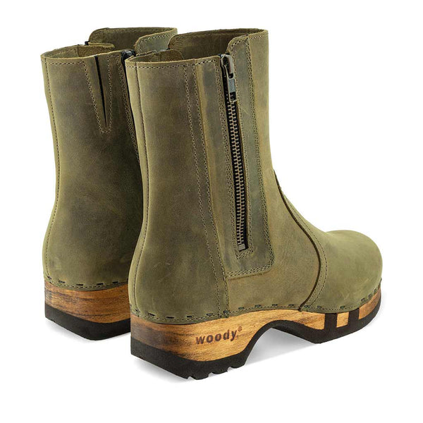 [Olivia] Veronika Damen Clog Stiefelette woody, farbe: olivia (olivgruen), ganzjahres, kalbslederfutter