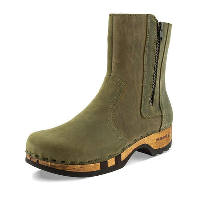 [Olivia] Veronika Damen Clog Stiefelette woody, farbe: olivia (olivgruen), ganzjahres, kalbslederfutter