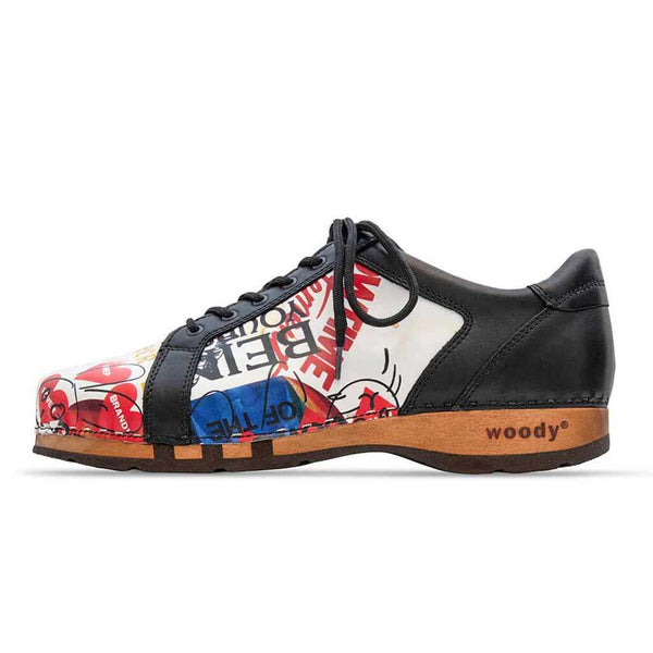 [Showtime] Wayne Herren Clog Sneaker mit biegsamer nachhaltiger holzsohle, der bestseller, farbe: showtime (multicolor-westwood), holzclogs woody, woody schuhe, woody shoes, handgemachte holzschuhe aus österreich, kärnten
