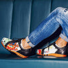 [Showtime] Wayne Herren Clog Sneaker mit biegsamer nachhaltiger holzsohle, der bestseller, farbe: showtime (multicolor-westwood), holzclogs woody, woody schuhe, woody shoes, handgemachte holzschuhe aus österreich, kärnten