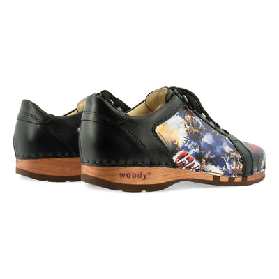 [Sex & Rock'n'Roll] Wayne Herren Clog Sneaker mit biegsamer nachhaltiger holzsohle, der bestseller, farbe: sex & rock'n'roll (multicolor), holzclogs woody, woody schuhe, woody shoes, handgemachte holzschuhe aus österreich, kärnten