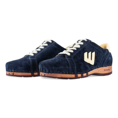 [Navy-Creme] Wayne Herren Clog Sneaker, Herrenclog Sneaker, sneakers clogs herren mit biegsamer nachhaltiger holzsohle, der bestseller, holzclogs woody, woody schuhe, woody shoes, handgemachte holzschuhe aus österreich, kärnten, farbe: navi-creme