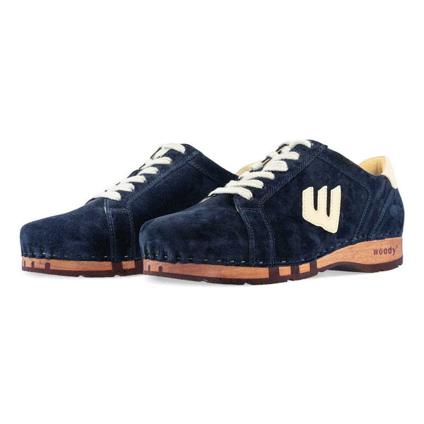 [Navy-Creme] Wayne Herren Clog Sneaker, Herrenclog Sneaker, sneakers clogs herren mit biegsamer nachhaltiger holzsohle, der bestseller, holzclogs woody, woody schuhe, woody shoes, handgemachte holzschuhe aus österreich, kärnten, farbe: navi-creme