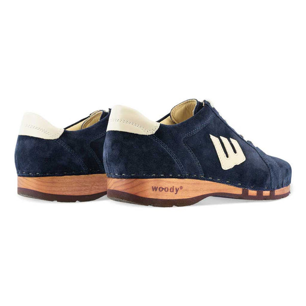 [Navy-Creme] Wayne Herren Clog Sneaker, Herrenclog Sneaker, sneakers clogs herren mit biegsamer nachhaltiger holzsohle, der bestseller, holzclogs woody, woody schuhe, woody shoes, handgemachte holzschuhe aus österreich, kärnten, farbe: navi-creme