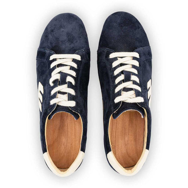[Navy-Creme] Wayne Herren Clog Sneaker, Herrenclog Sneaker, sneakers clogs herren mit biegsamer nachhaltiger holzsohle, der bestseller, holzclogs woody, woody schuhe, woody shoes, handgemachte holzschuhe aus österreich, kärnten, farbe: navi-creme