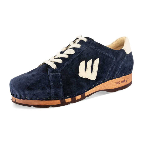 [Navy-Creme] Wayne Herren Clog Sneaker, Herrenclog Sneaker, sneakers clogs herren mit biegsamer nachhaltiger holzsohle, der bestseller, holzclogs woody, woody schuhe, woody shoes, handgemachte holzschuhe aus österreich, kärnten, farbe: navi-creme