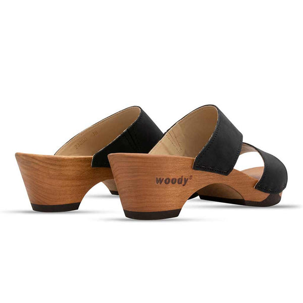 [Nero] Kate Damen Clog Pantolette, farbe: nero_clogs pantoletten damen mit biegsamer nachhaltiger weidenholzsohle, holzclogs woody, woody schuhe, woody shoes, handgemachte holzschuhe aus österreich, kärnten