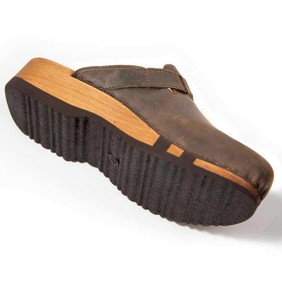 [Caffe] Leon Herren Clog mit biegsamer nachhaltiger holzsohle, farbe: caffe-braun, holzclogs woody, woody schuhe, woody shoes, handgemachte holzschuhe aus österreich, kärnten
