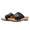 [Nero-Schwarz] Lucy Damen Clog Pantolette, farbe: nero-schwarz, clogs pantoletten damen mit biegsamer nachhaltiger weidenholzsohle, holzclogs woody, woody schuhe, woody shoes, handgemachte holzschuhe aus österreich, kärnten