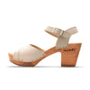[Creme] Yara Damen Clog Sandalette mit biegsamer nachhaltiger holzsohle, der bestseller, farbe: creme, holzclogs woody, woody schuhe, woody shoes, handgemachte holzschuhe aus österreich, kärnten, blumenfeld