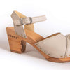 [Creme] Yara Damen Clog Sandalette mit biegsamer nachhaltiger holzsohle, der bestseller, farbe: creme, holzclogs woody, woody schuhe, woody shoes, handgemachte holzschuhe aus österreich, kärnten, blumenfeld