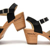 [Schwarz-Silber Glitzer] Yara Damen Clog Sandalette – "Glam Line" elegant, mit biegsamer Sohle – Farbe: Schwarz-Silber Glitzer