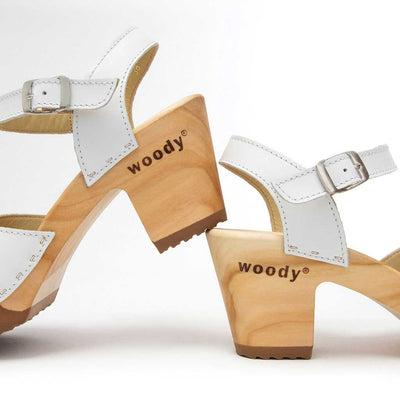 [Weiss-Silber Glitzer] Yara Damen Clog Sandalette – "Glam Line" elegant, mit biegsamer Sohle – Farbe: Weiss-Silber Glitzer
