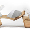 [Weiss-Silber Glitzer] Yara Damen Clog Sandalette – "Glam Line" elegant, mit biegsamer Sohle – Farbe: Weiss-Silber Glitzer