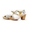 [Weiss-Silber Glitzer] Yara Damen Clog Sandalette – "Glam Line" elegant, mit biegsamer Sohle – Farbe: Weiss-Silber Glitzer