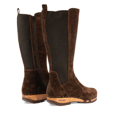 [Chocolate] ZOEY - Zoey Damen Clog Stiefel, woody Schuhe. Damen Stiefelette mit Absatz. Damenclogs, Damen Clogs - Clogs Damen. Holzschuhe für Damen, Holzclogs, Damen Pantoletten mit Holzsohle. Damen Stiefelette kaufen. Farbe: chocolate (braun)