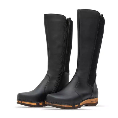 [Nero Glattleder] ZOEY - Zoey Damen Clog Stiefel woody. Damen Stiefelette mit Absatz. Damenclogs, Damen Clogs - Clogs Damen. Holzschuhe für Damen, Holzclogs, Damen Pantoletten mit Holzsohle. Damen Stiefelette kaufen. Farbe: nero (schwarz)