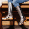 [Titan] ZOEY - Zoey Damen Clog Stiefel, woody Schuhe. Damen Stiefel mit Absatz. Damenclogs, Damen Clogs - Clogs Damen. Holzschuhe für Damen, Holzclogs, Damen Pantoletten mit Holzsohle. Damen Stiefelette kaufen. Farbe: titan (metallic-leder)