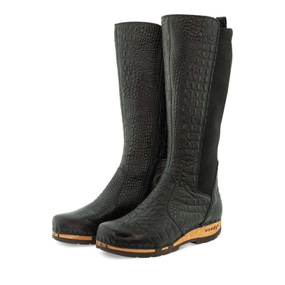 [Siyah Kroko] ZOEY - Zoey Damen Clog Stiefel, woody Schuhe. Damen Stiefelette mit Absatz. Damenclogs, Damen Clogs - Clogs Damen. Holzschuhe für Damen, Holzclogs, Damen Pantoletten mit Holzsohle. Damen Stiefelette kaufen. Farbe: siyah kroko (schwarz)