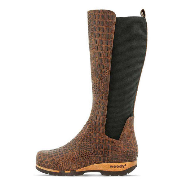 [Tabacco Kroko] ZOEY - Zoey Damen Clog Stiefel, woody Schuhe. Damen Stiefelette mit Absatz. Damenclogs, Damen Clogs - Clogs Damen. Holzschuhe für Damen, Holzclogs, Damen Pantoletten mit Holzsohle. Damen Stiefelette kaufen. Farbe: tabacco kroko (braun)