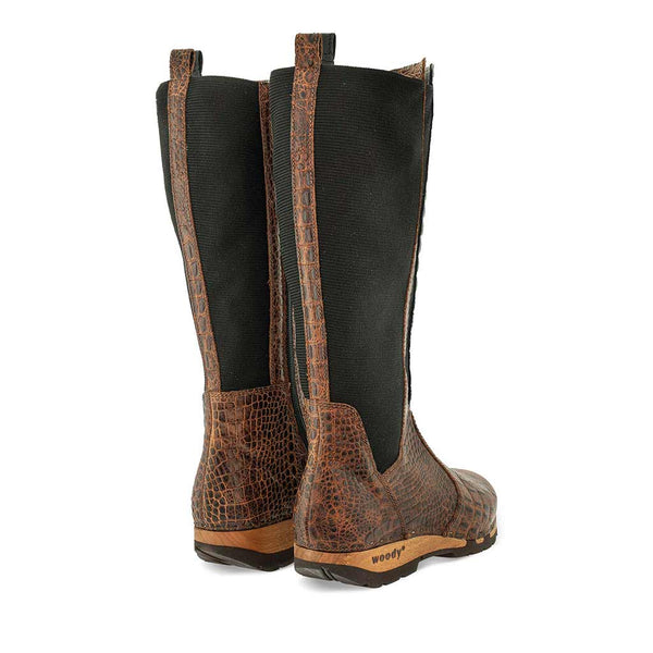 [Tabacco Kroko] ZOEY - Zoey Damen Clog Stiefel, woody Schuhe. Damen Stiefelette mit Absatz. Damenclogs, Damen Clogs - Clogs Damen. Holzschuhe für Damen, Holzclogs, Damen Pantoletten mit Holzsohle. Damen Stiefelette kaufen. Farbe: tabacco kroko (braun)