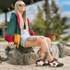 [Nero-Rosso] Abby Damen Clog Sneaker mit biegsamer nachhaltiger holzsohle, farbe: nero-rosso (schwarz-rot-weiss), holzclogs woody, woody schuhe, woody shoes, handgemachte holzschuhe aus österreich, kärnten