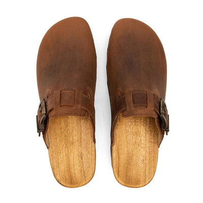 [Tabacco] Lukas Clogs Herren mit biegsamer nachhaltiger holzsohle, der bestseller, farbe: tabacco-braun, holzclogs woody, woody schuhe, woody shoes, handgemachte holzschuhe aus österreich, kärnten
