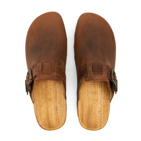 [Tabacco] Lukas Clogs Herren mit biegsamer nachhaltiger holzsohle, der bestseller, farbe: tabacco-braun, holzclogs woody, woody schuhe, woody shoes, handgemachte holzschuhe aus österreich, kärnten