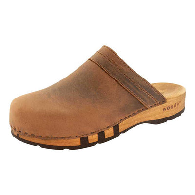 [Tabacco] Harry Herren Clogs mit biegsamer nachhaltiger holzsohle, farbe: tabacco-braun, holzclogs woody, woody schuhe, woody shoes, handgemachte holzschuhe aus österreich, kärnten