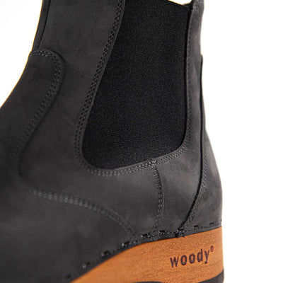 [Nero] Jutta Damen Clog Stiefelette, woody holzschuhe stiefelette, ankle boots, ankleboots gefüttert, damenstiefel, damenclogs mit holzsohle. holzclogs, clogs damen knöchel stiefel, damen clogs leder. holz schuhe, holzclog, holzschuhe winterstiefel bestellen. farbe: nero (schwarz)