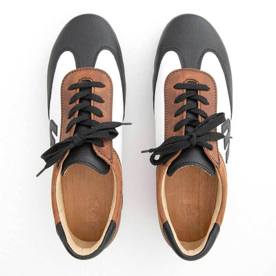 [Nero-Tabacco] Niki Herren Clog Sneaker woody holzschuhe. herren clogs, flexible, biegsame holzsohle. holzclogs, sneaker clogs herren, männer clogs mit fussbett. woody leder clogs herren. holzclogs, holzschuhe bestellen.