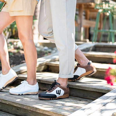 Niki Herren Clog Sneaker mit biegsamer nachhaltiger holzsohle, der bestseller, farbe: nero-tabacco alias schwarz-braun, holzclogs woody, woody schuhe, woody shoes, handgemachte holzschuhe aus österreich, kärnten