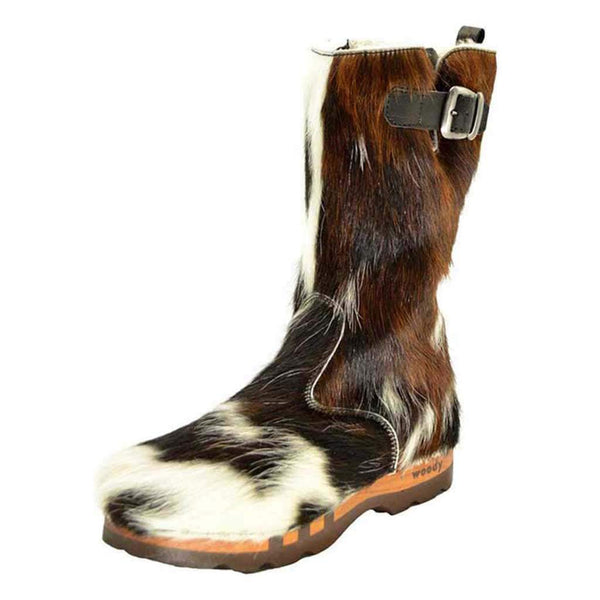 [Natur Fell] Sandro Fell Herren Fellstiefel mit biegsamer nachhaltiger holzsohle, farbe: fell natur, holzclogs woody, woody schuhe, woody shoes, handgemachte holzschuhe aus österreich, kärnten