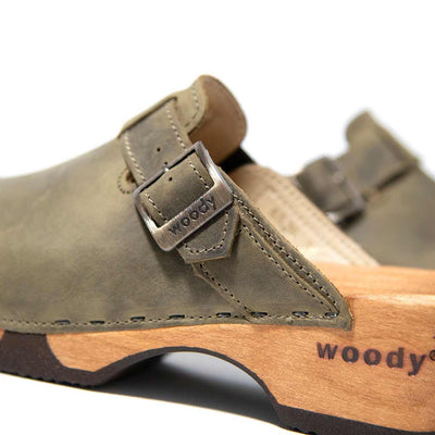 [Olivia] Manu Damen Clog mit biegsamer nachhaltiger holzsohle, der bestseller, farbe: kiwi-gruen, holzclogs woody, woody schuhe, woody shoes, handgemachte holzschuhe aus österreich, kärnten