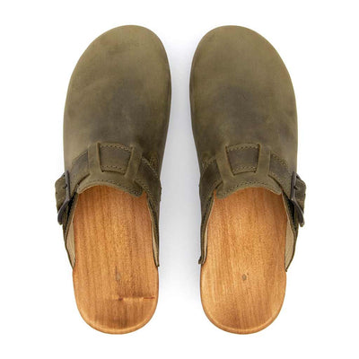 [Olivia] Manu Damen Clog mit biegsamer nachhaltiger holzsohle, der bestseller, farbe: kiwi-gruen, holzclogs woody, woody schuhe, woody shoes, handgemachte holzschuhe aus österreich, kärnten