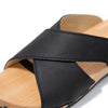 [Nero] Mila Damen Clog Pantolette mit biegsamer nachhaltiger weidenholzsohle, holzclogs woody, woody schuhe, woody shoes, handgemachte holzschuhe aus österreich, kärnten, farbe: nero (schwarz)